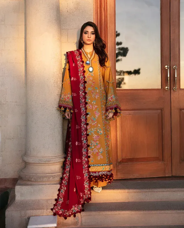 Republic Womenswear Noemei Luxury Collection Rust Khaddar – view 1 – Poshaq