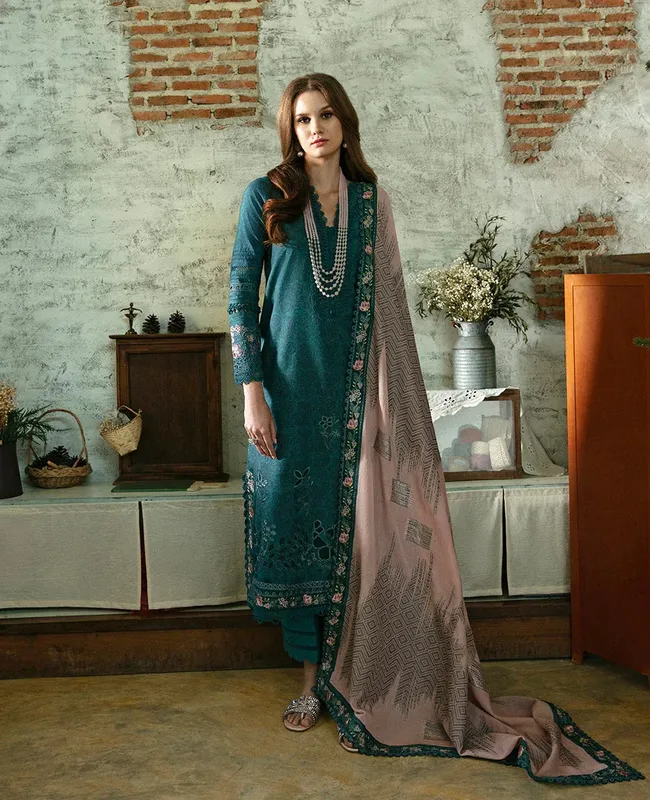 Republic Womenswear Embroidered Pret 24 Peach Jacquard – view 1 – Poshaq