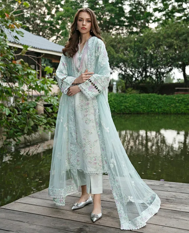 Republic Womenswear Embroidered Pret 24 Green Lawn – view 1 – Poshaq