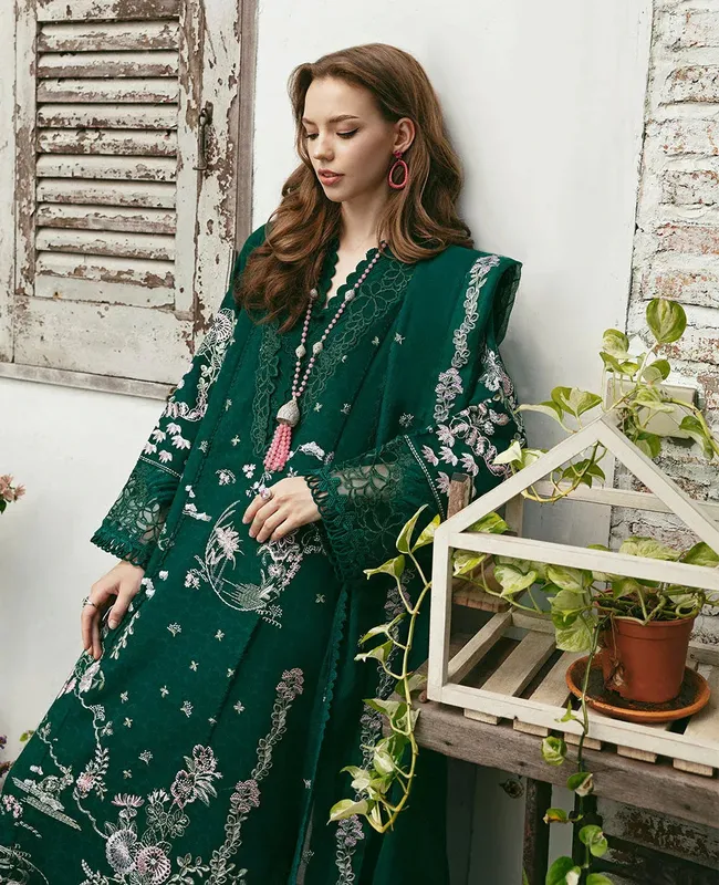 Republic Womenswear Embroidered Pret 24 Green Jacquard – view 1 – Poshaq