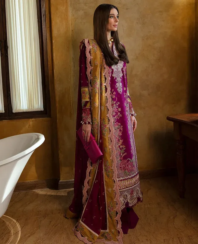 Republic Womenswear Ilana Eid Luxury Lawn Purple Organza – view 1 – Poshaq