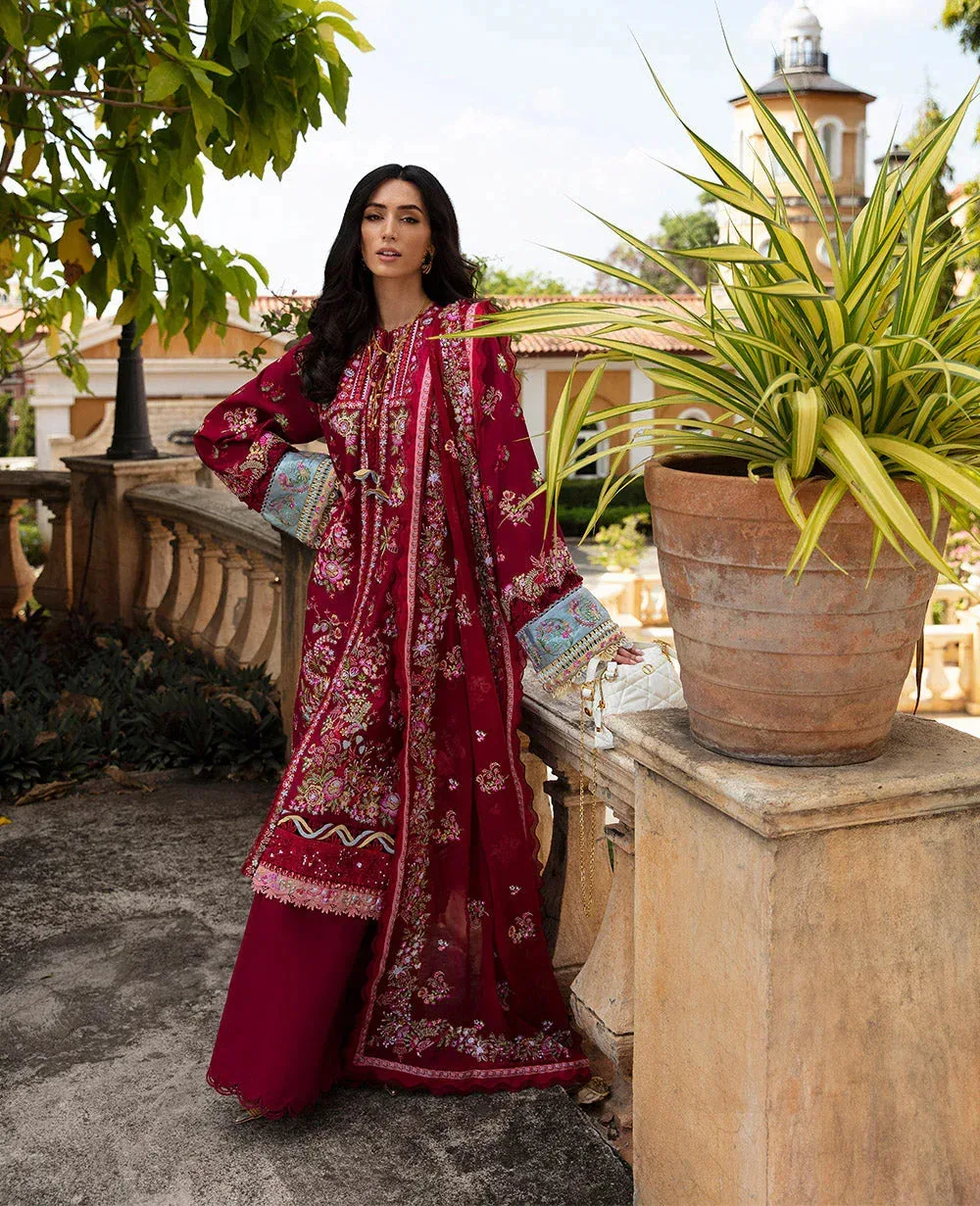 Republic Womenswear Ilana Eid Luxury Lawn Maroon Georgette – view 1 – Poshaq