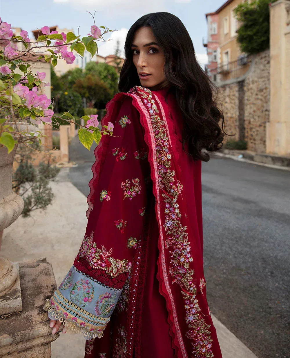 Republic Womenswear Ilana Eid Luxury Lawn Maroon Georgette – view 2 – Poshaq