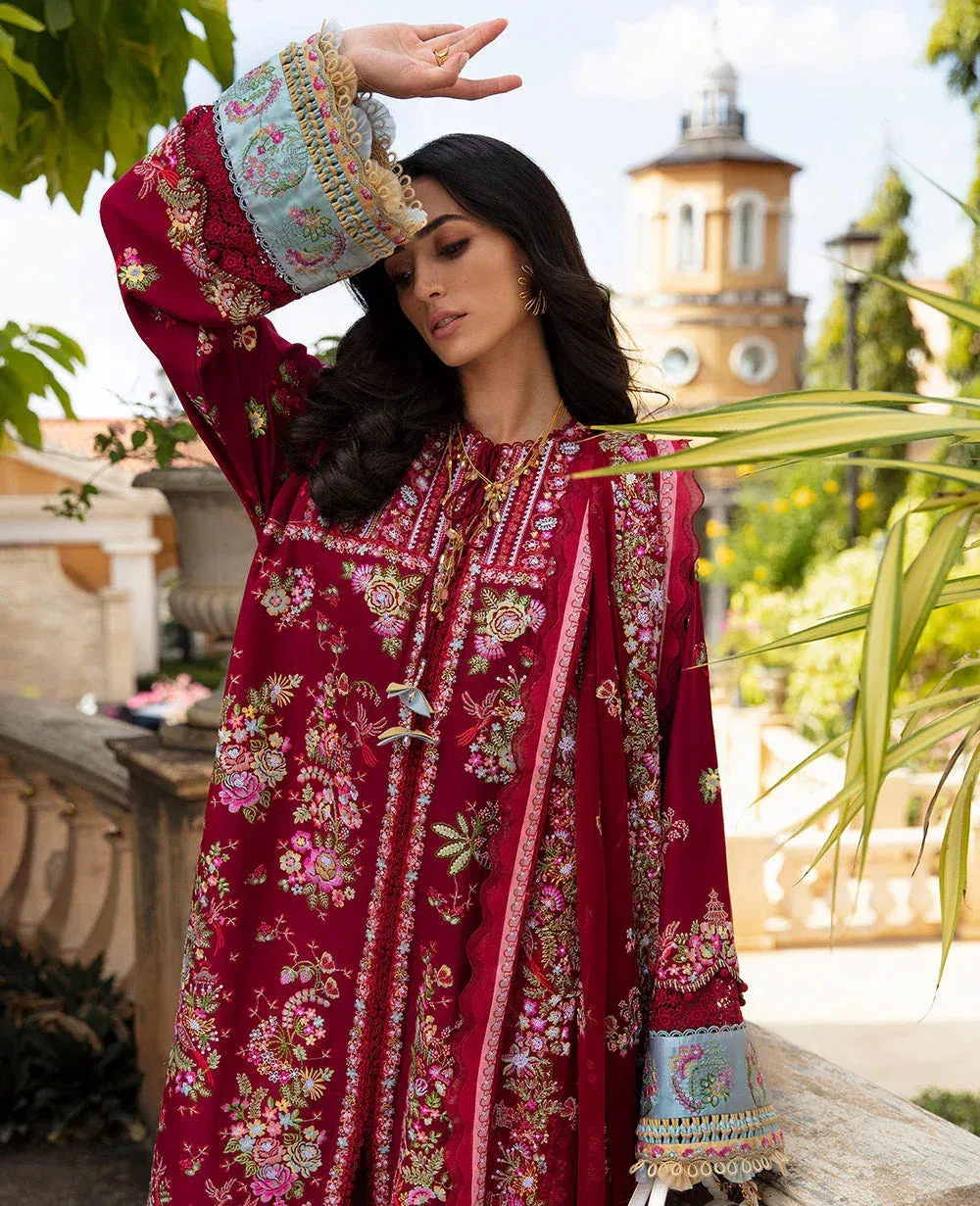Republic Womenswear Ilana Eid Luxury Lawn Maroon Georgette – view 3 – Poshaq
