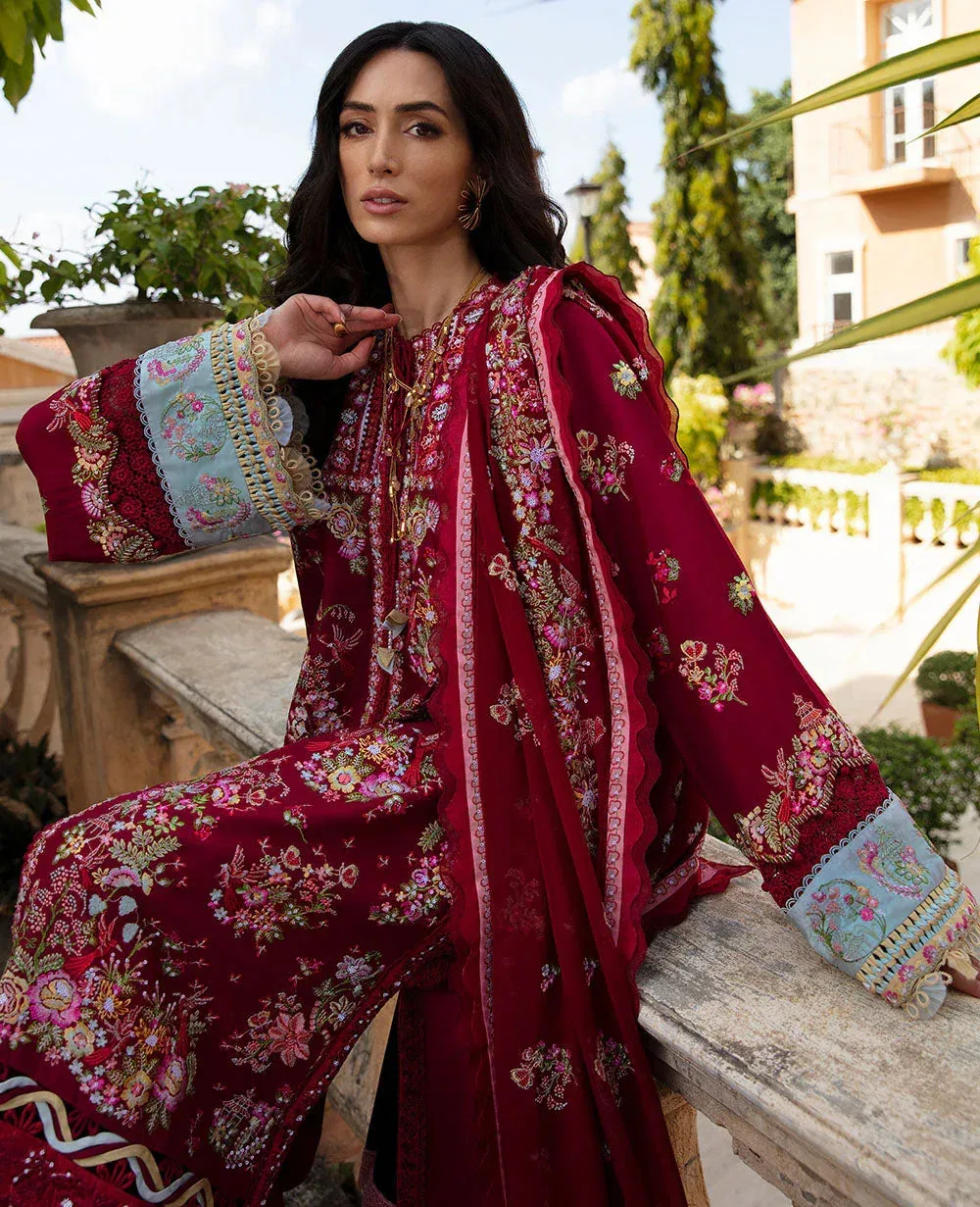 Republic Womenswear Ilana Eid Luxury Lawn Maroon Georgette – view 4 – Poshaq