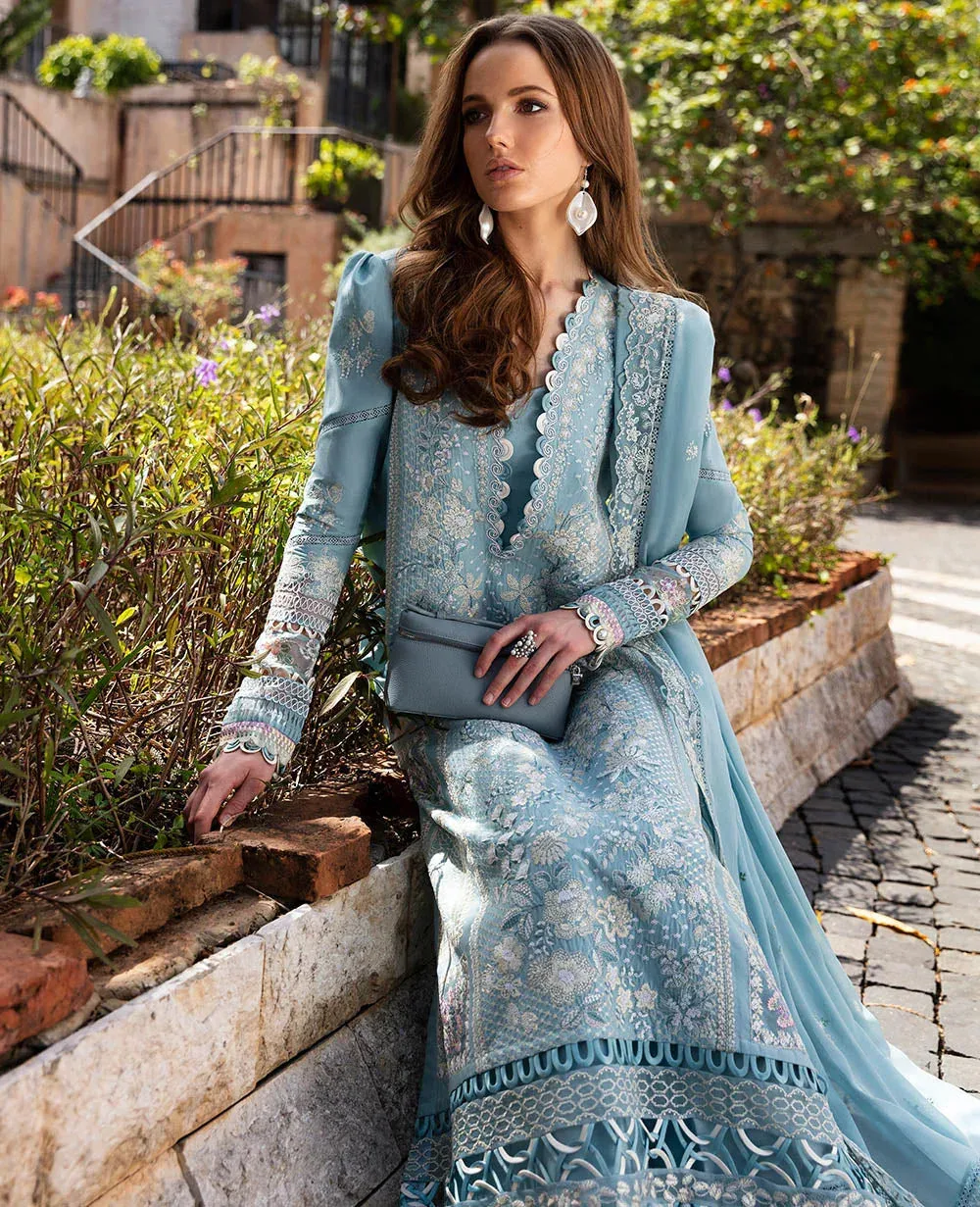 Republic Womenswear Ilana Eid Luxury Lawn Blue Georgette – view 2 – Poshaq