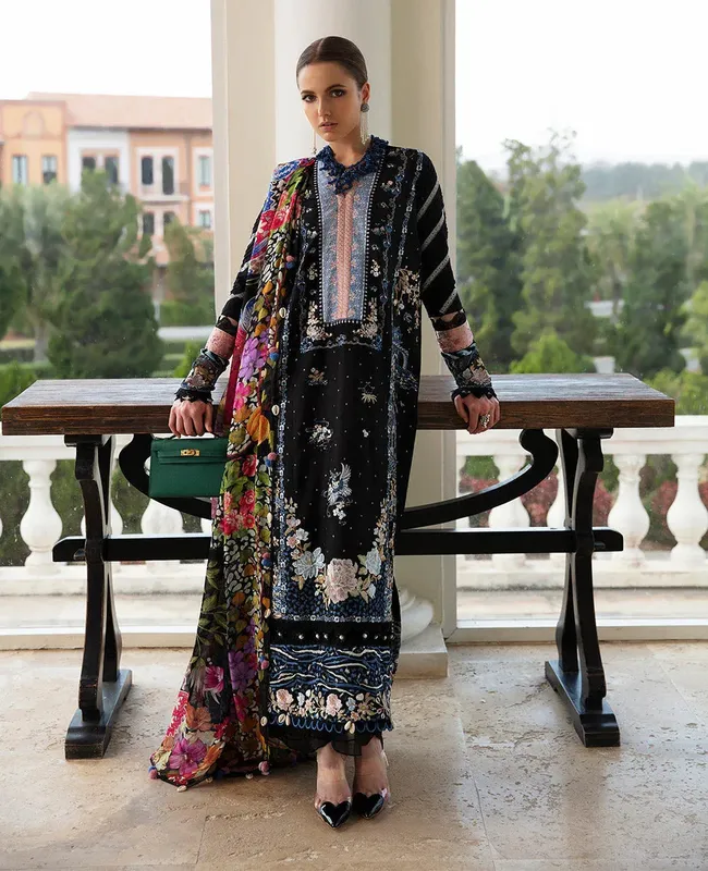 Republic Womenswear Ilana Eid Luxury Lawn Black Organza – view 1 – Poshaq