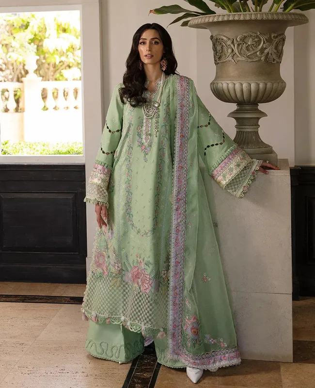 Republic Womenswear Ilana Eid Luxury Lawn Green Jacquard – view 1 – Poshaq