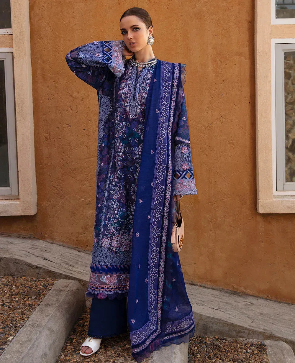 Republic Womenswear Ilana Eid Luxury Lawn Blue Organza – view 1 – Poshaq