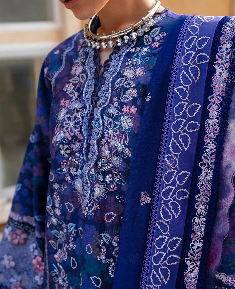 Republic Womenswear Ilana Eid Luxury Lawn Blue Organza – view 3 – Poshaq