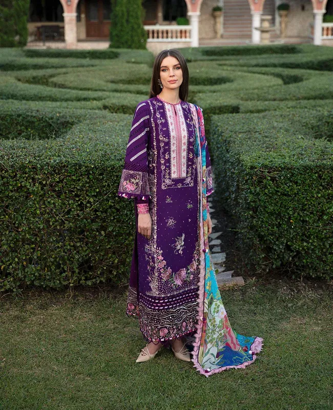 Republic Womenswear Ilana Eid Luxury Lawn Purple Organza – view 1 – Poshaq