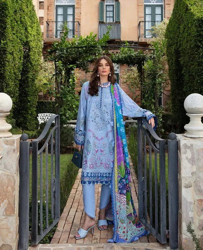 Republic Womenswear Ilana Eid Luxury Lawn Blue Organza – view 1 – Poshaq