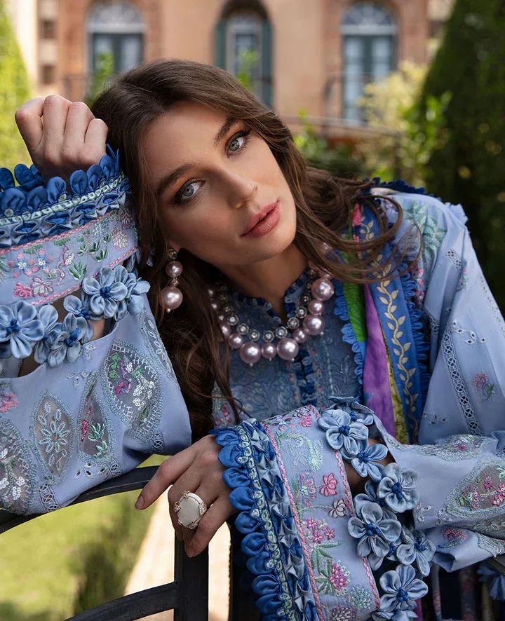 Republic Womenswear Ilana Eid Luxury Lawn Blue Organza – view 2 – Poshaq