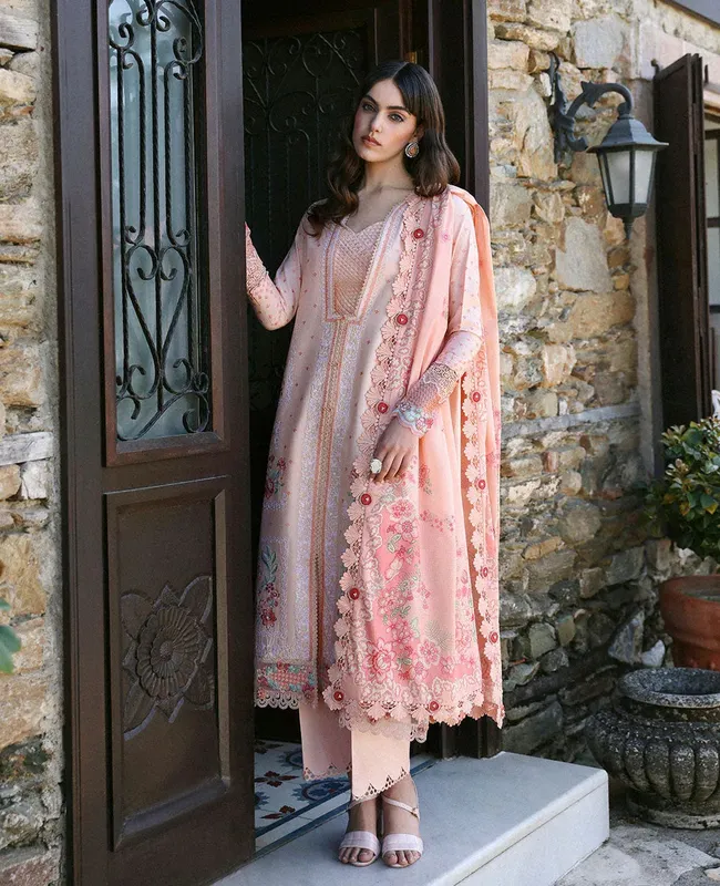 Republic Womenswear Aylin Summer Lawn 24 Peach Organza – view 1 – Poshaq