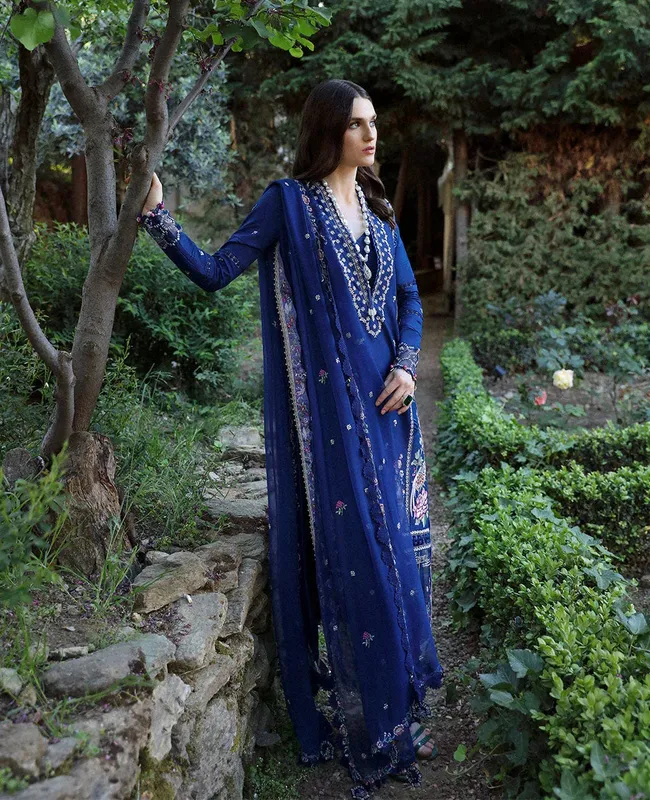 Republic Womenswear Aylin Summer Lawn 24 Blue Organza – view 1 – Poshaq