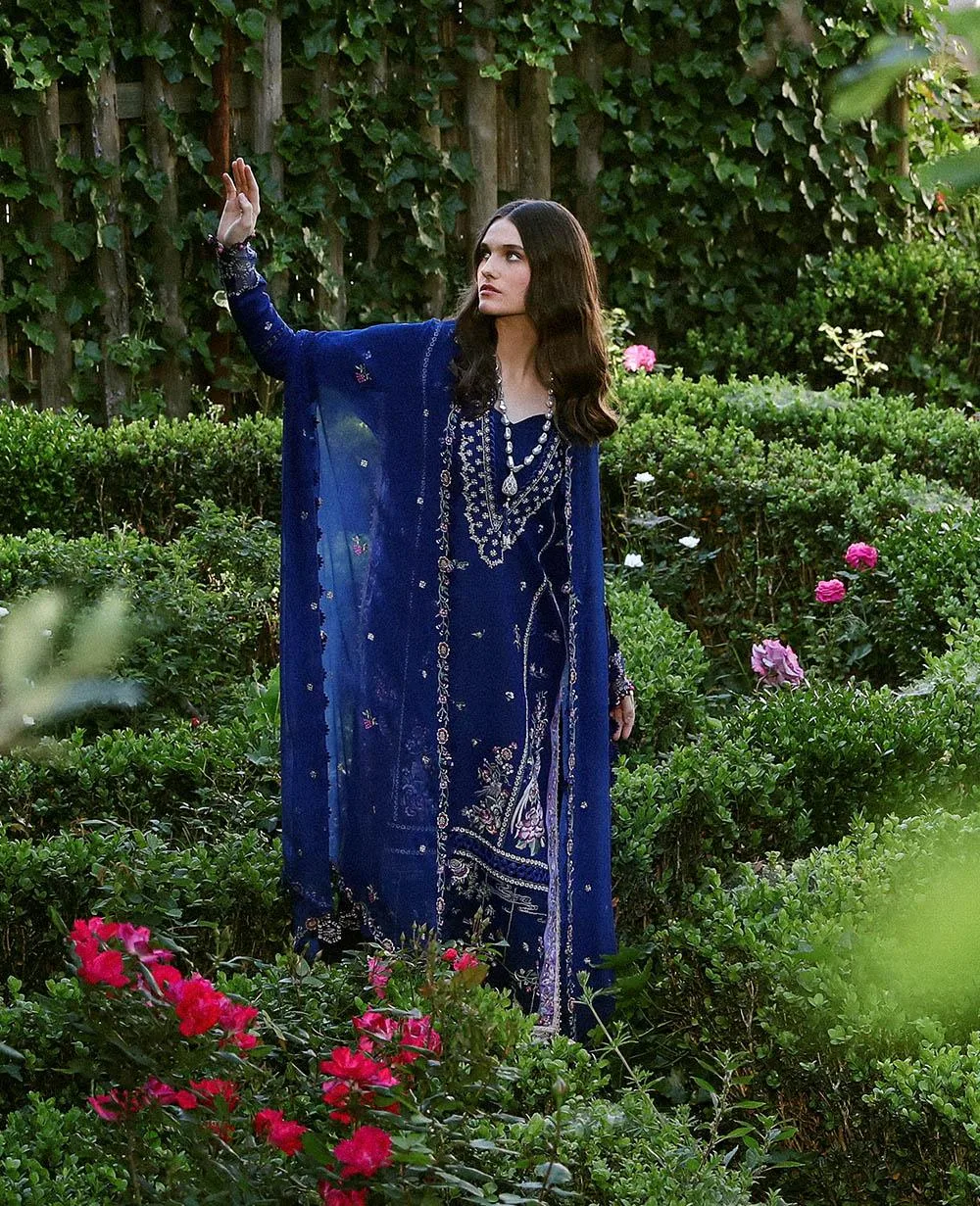 Republic Womenswear Aylin Summer Lawn 24 Blue Organza – view 2 – Poshaq