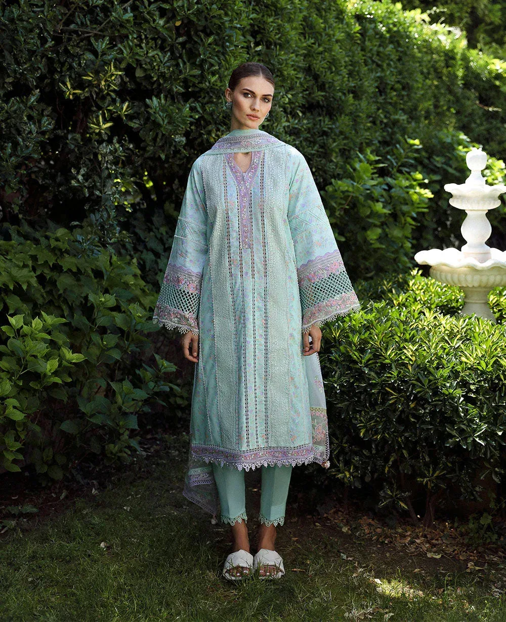 Republic Womenswear Aylin Summer Lawn 24 Ferozi Organza – view 1 – Poshaq