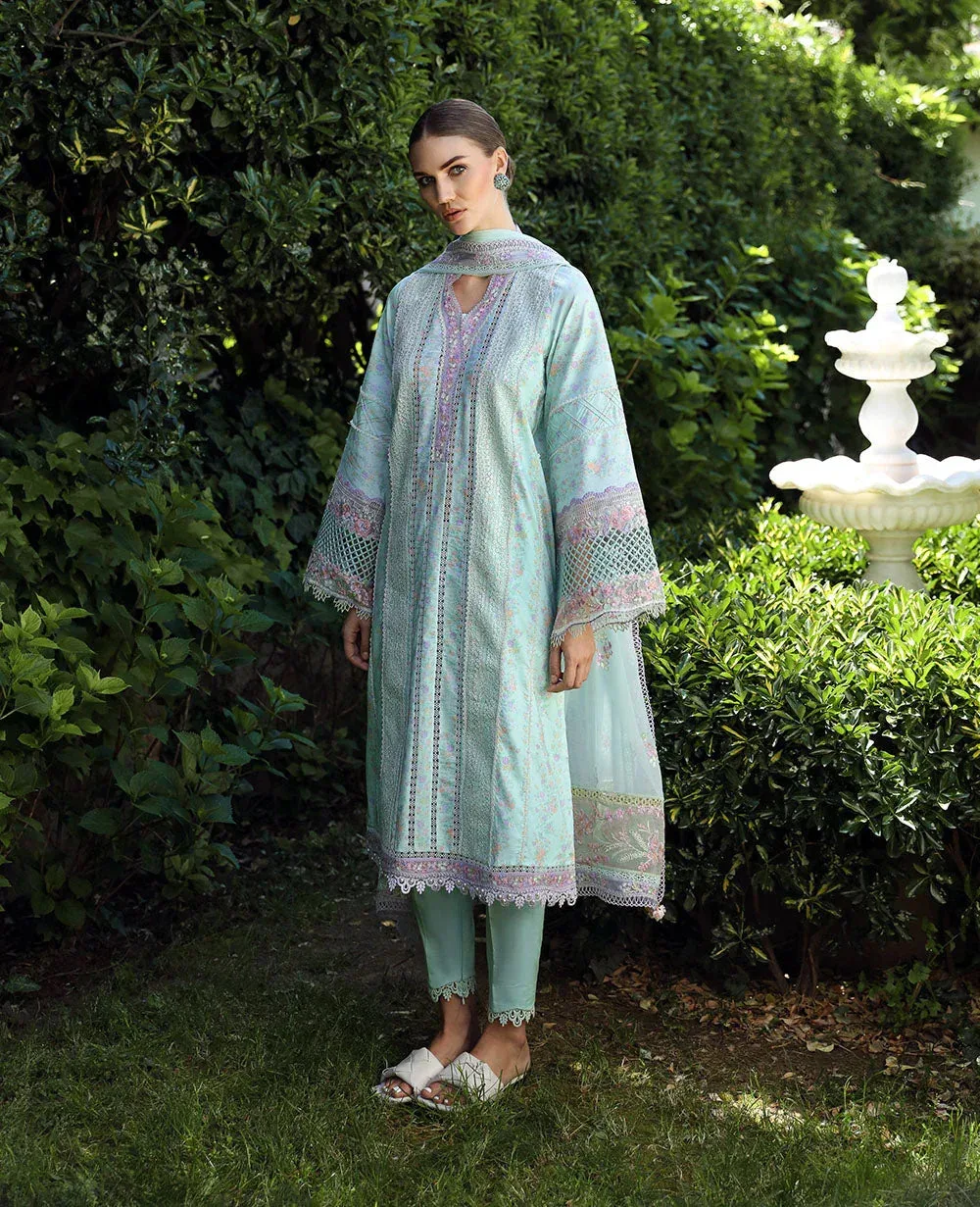 Republic Womenswear Aylin Summer Lawn 24 Ferozi Organza – view 2 – Poshaq