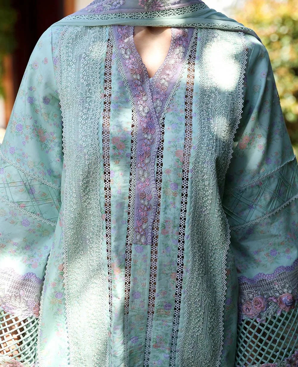 Republic Womenswear Aylin Summer Lawn 24 Ferozi Organza – view 3 – Poshaq