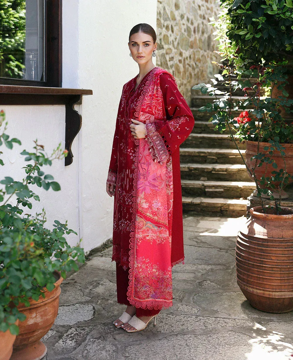 Republic Womenswear Aylin Summer Lawn 24 Maroon Organza – view 1 – Poshaq