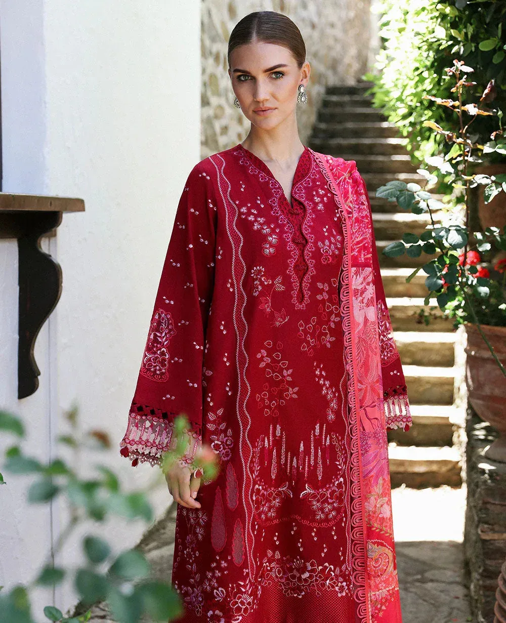Republic Womenswear Aylin Summer Lawn 24 Maroon Organza – view 2 – Poshaq