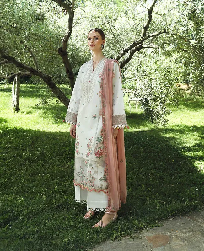 Republic Womenswear Aylin Summer Lawn 24 Cream Organza – view 1 – Poshaq