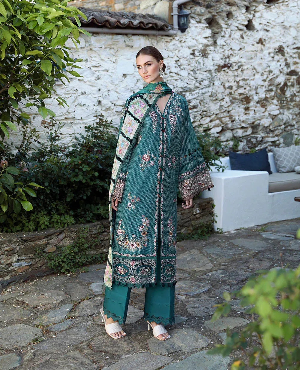 Republic Womenswear Aylin Summer Lawn 24 Teal Organza – view 1 – Poshaq