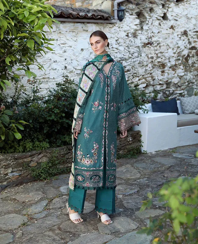 Republic Womenswear Aylin Summer Lawn 24 Teal Organza – view 1 – Poshaq