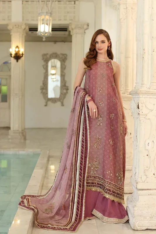 Noor by Saadia Asad Festive 25 rose pink Chiffon – view 1 – Poshaq