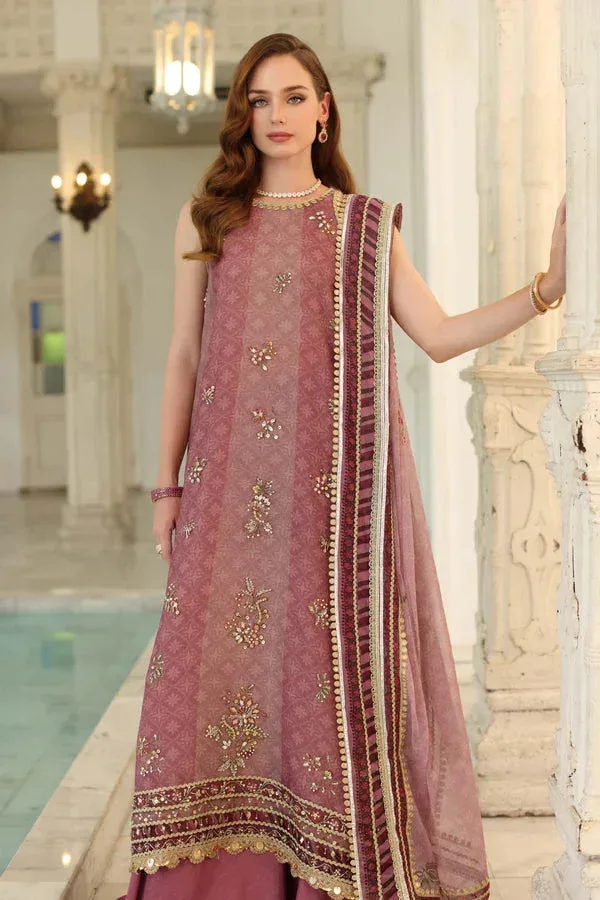 Noor by Saadia Asad Festive 25 rose pink Chiffon – view 2 – Poshaq