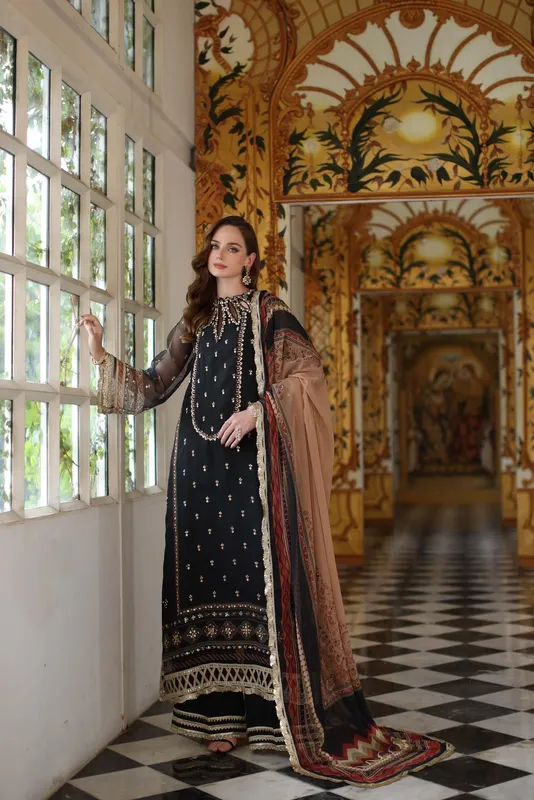 Noor by Saadia Asad Festive 25 black Chiffon – view 1 – Poshaq