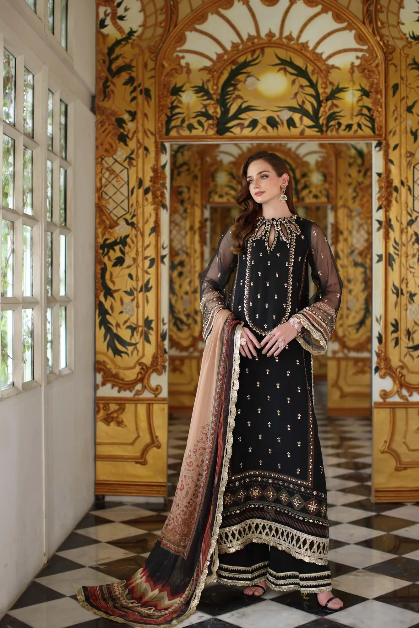 Noor by Saadia Asad Festive 25 black Chiffon – view 2 – Poshaq