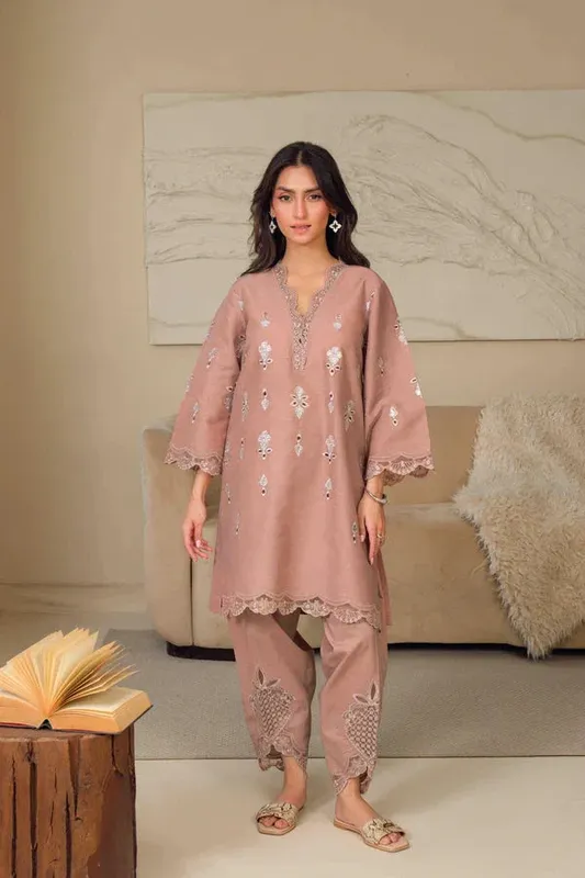 Noor by Saadia Asad Noor Pret 25 Tea Pink Lawn – view 1 – Poshaq