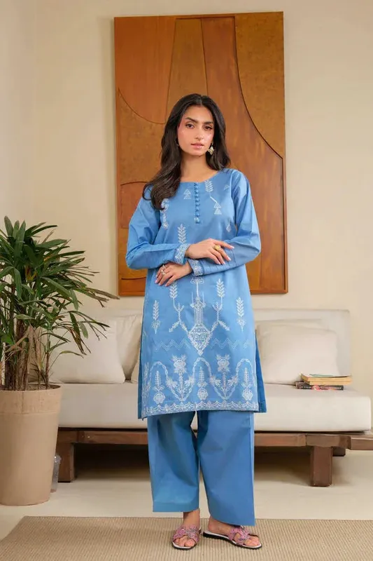 Noor by Saadia Asad Noor Pret 25 Denium Blue Lawn – view 1 – Poshaq