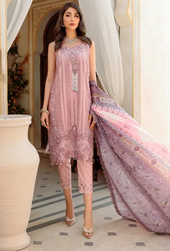 Noor by Saadia Asad Luxury Collection Blush Pink Silk – view 1 – Poshaq