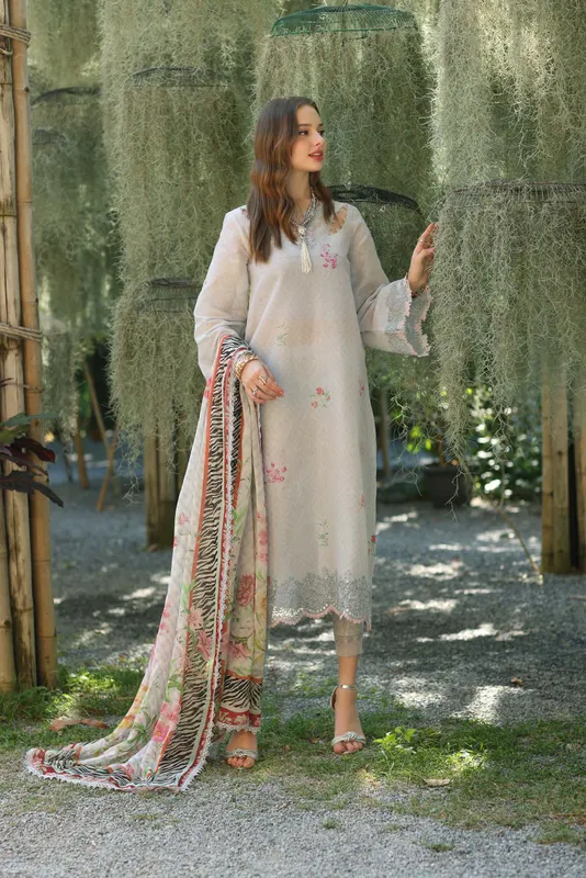 Noor by Saadia Asad Eid Luxe Printedkari Grey Chiffon – view 1 – Poshaq