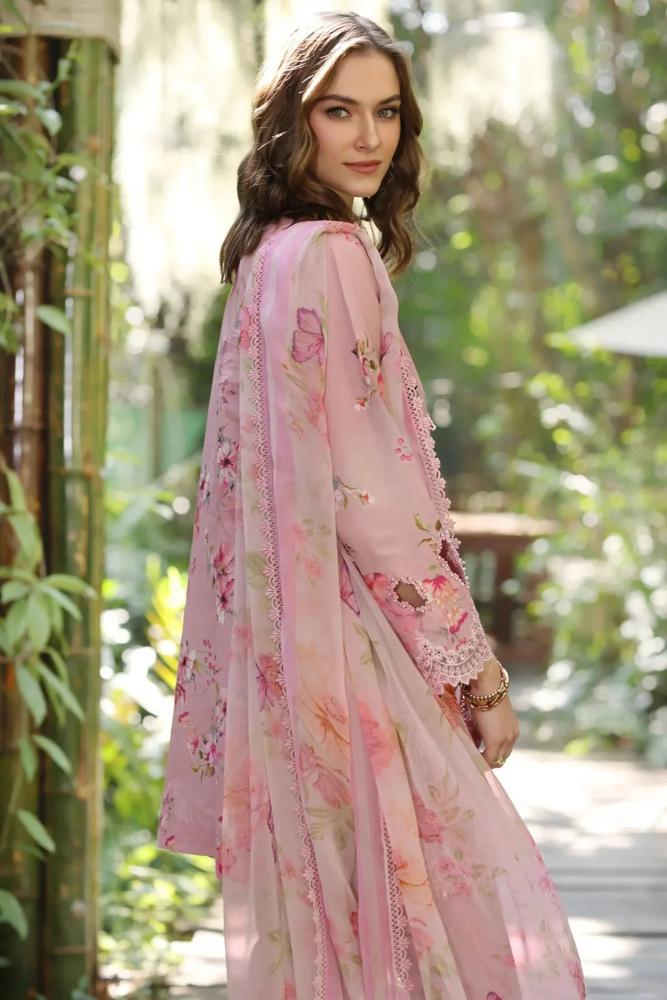 Noor by Saadia Asad Eid Luxe Printedkari Brownish Pink Chiffon – view 3 – Poshaq