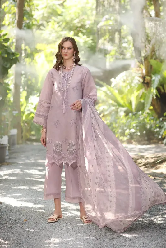 Noor by Saadia Asad Eid Luxe Printedkari Lilac Chiffon – view 1 – Poshaq