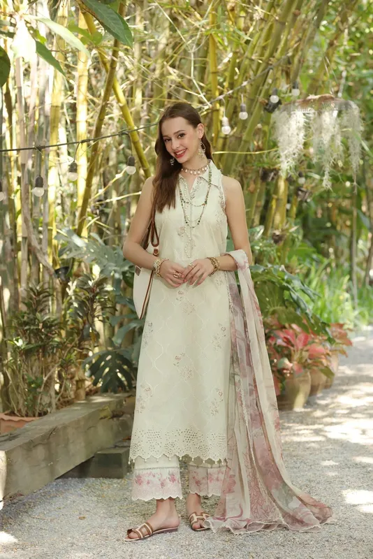 Noor by Saadia Asad Eid Luxe Printedkari Ivory Chiffon – view 1 – Poshaq
