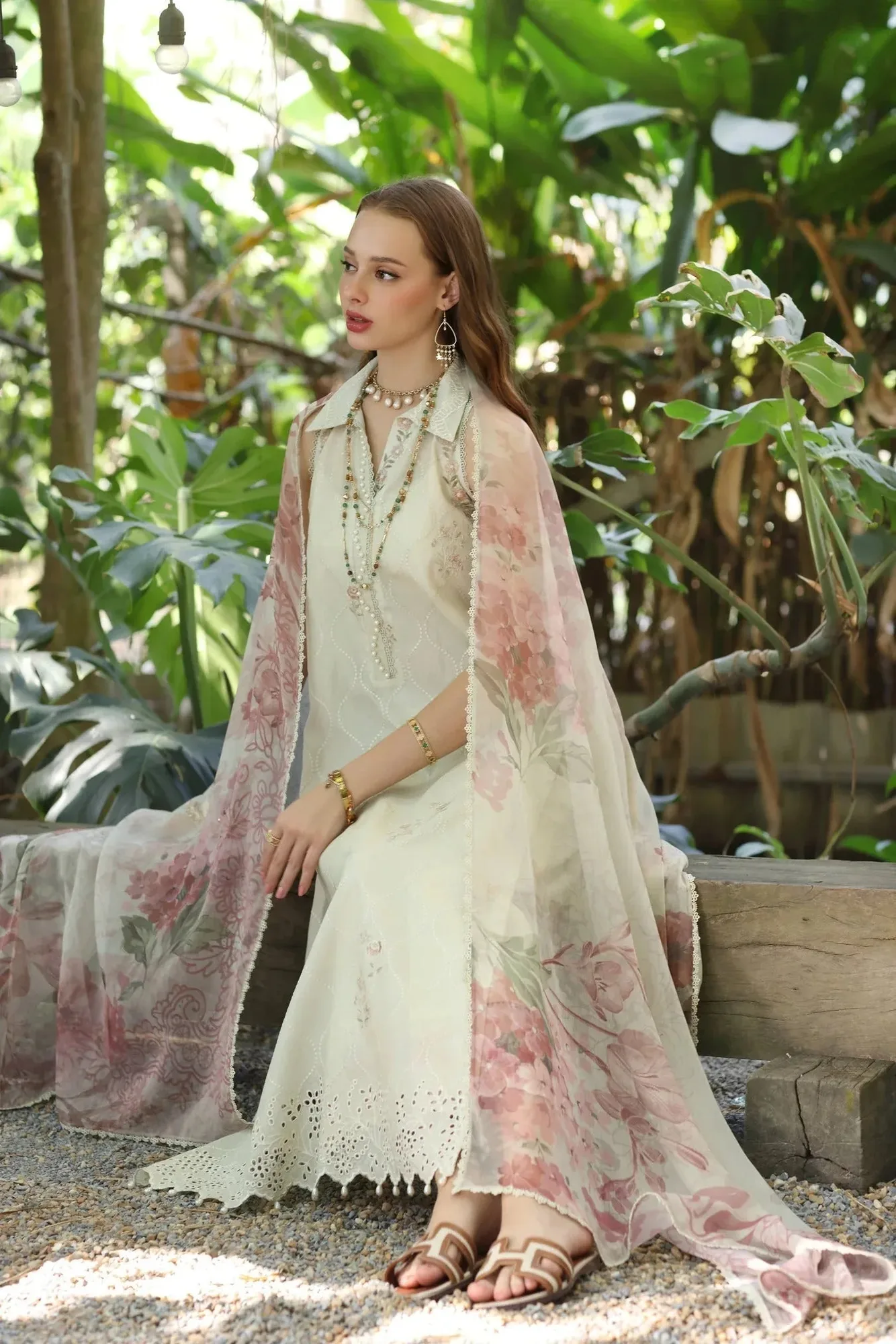 Noor by Saadia Asad Eid Luxe Printedkari Ivory Chiffon – view 3 – Poshaq
