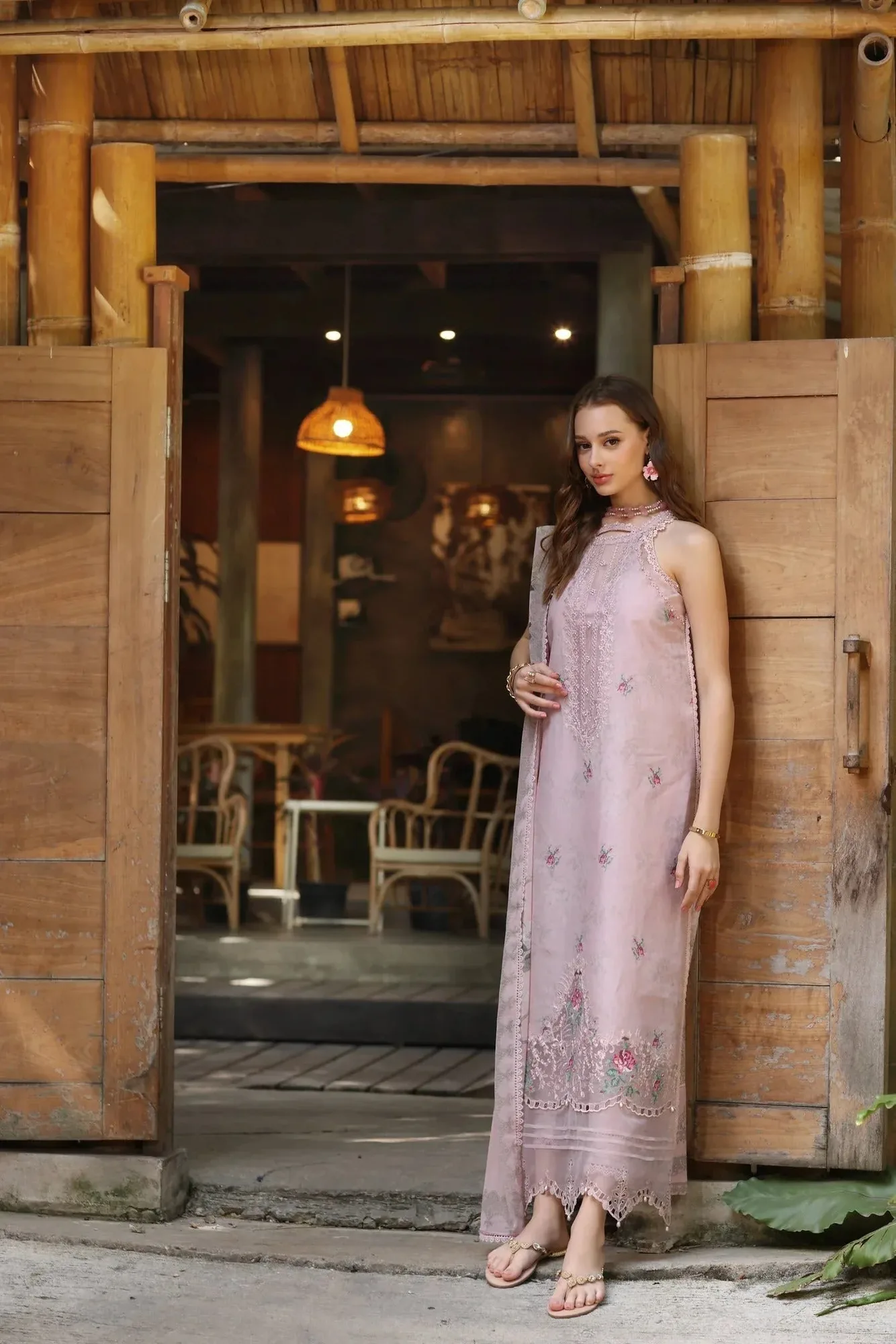 Noor by Saadia Asad Eid Luxe Printedkari Blush Pink Chiffon – view 4 – Poshaq