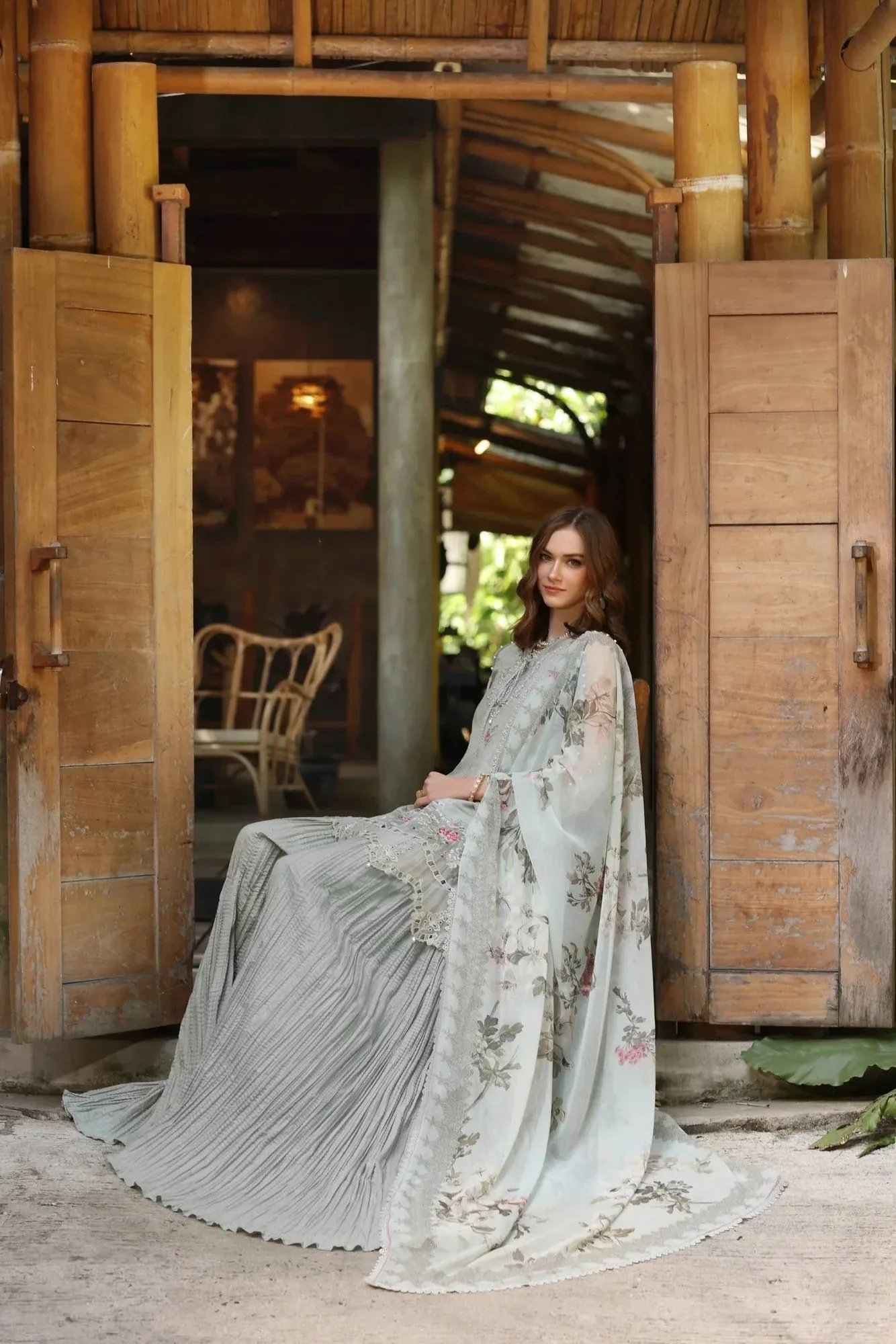 Noor by Saadia Asad Eid Luxe Printedkari Mint Chiffon – view 4 – Poshaq
