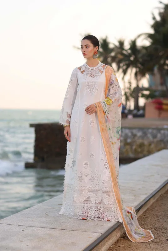 Noor by Saadia Asad Eid Luxury Laserkari 25 White Chiffon – view 1 – Poshaq