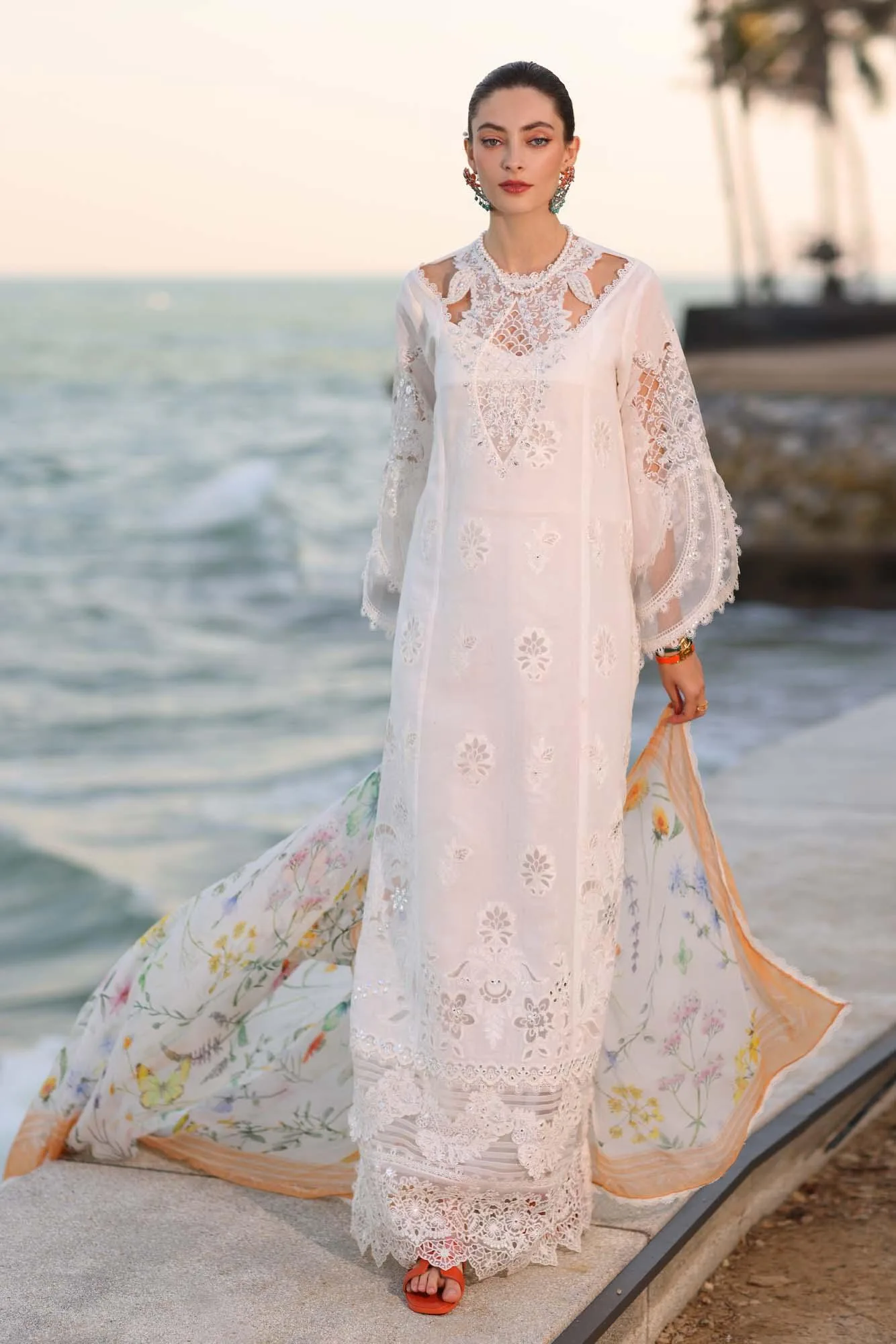 Noor by Saadia Asad Eid Luxury Laserkari 25 White Chiffon – view 2 – Poshaq