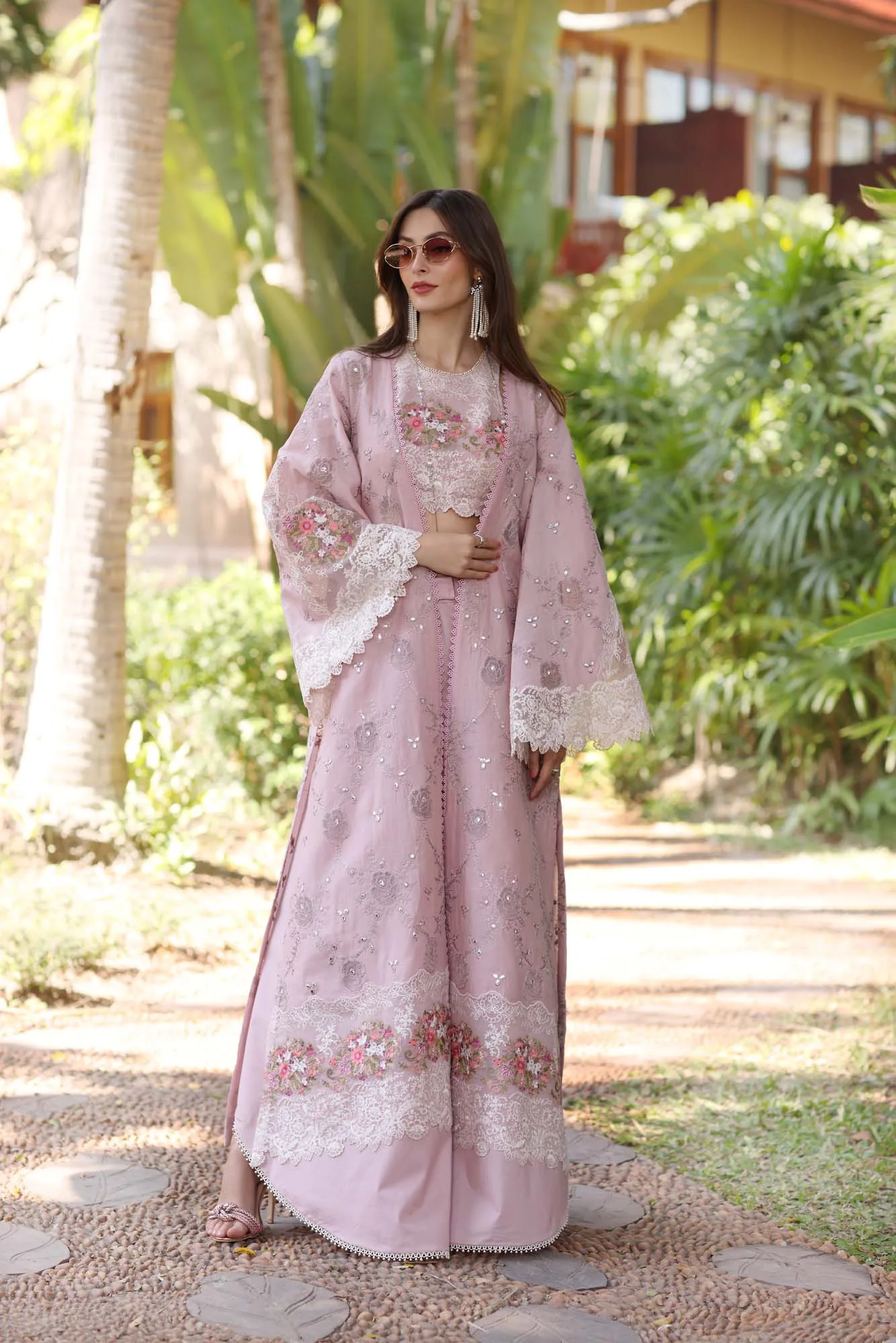 Noor by Saadia Asad Eid Luxury Laserkari 25 Lilac Chiffon – view 1 – Poshaq
