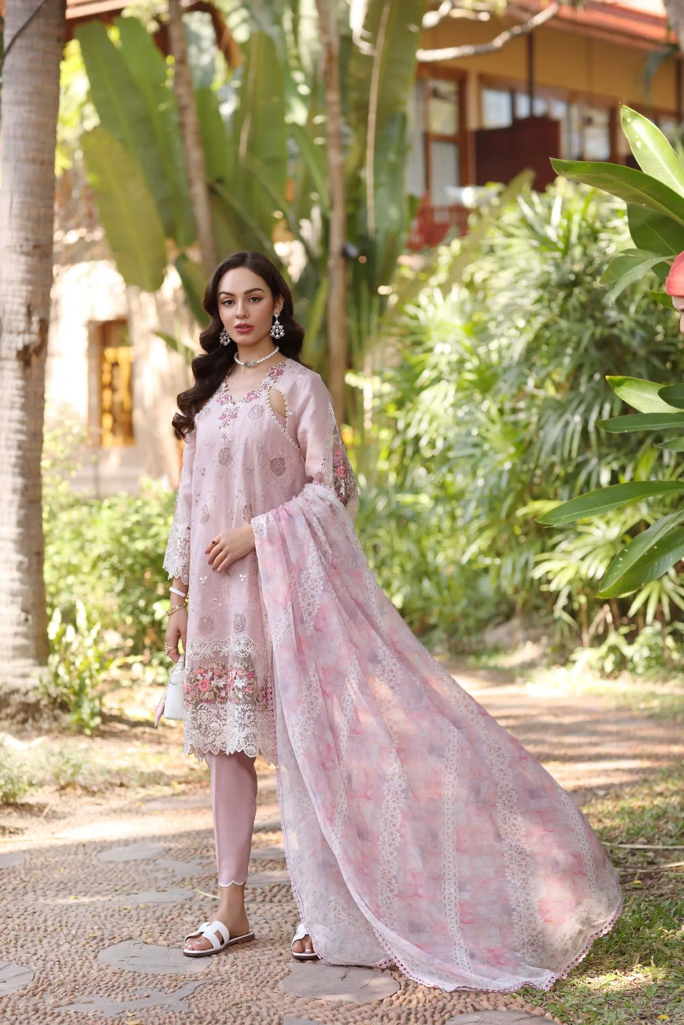Noor by Saadia Asad Eid Luxury Laserkari 25 Lilac Chiffon – view 2 – Poshaq