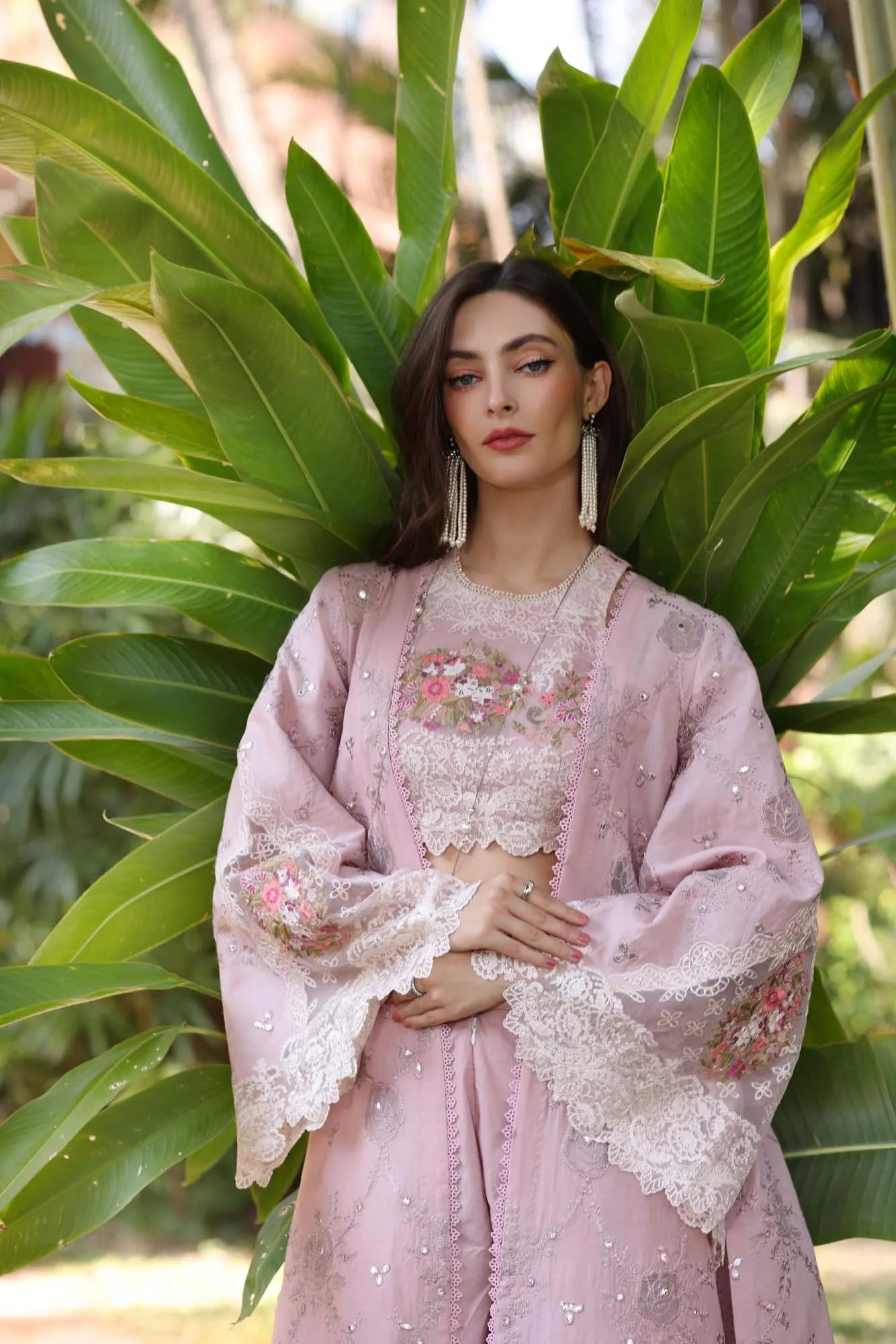 Noor by Saadia Asad Eid Luxury Laserkari 25 Lilac Chiffon – view 3 – Poshaq