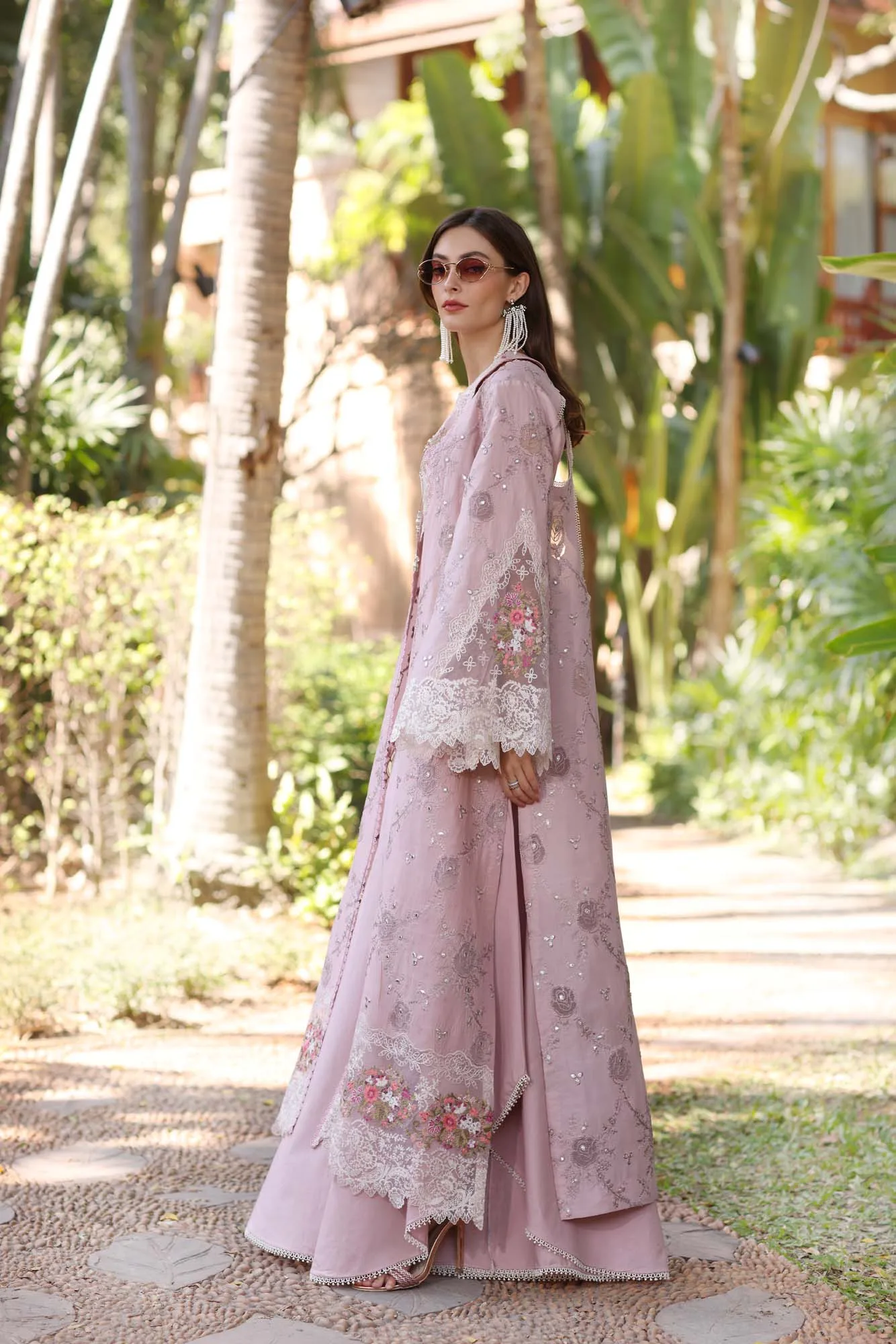 Noor by Saadia Asad Eid Luxury Laserkari 25 Lilac Chiffon – view 4 – Poshaq
