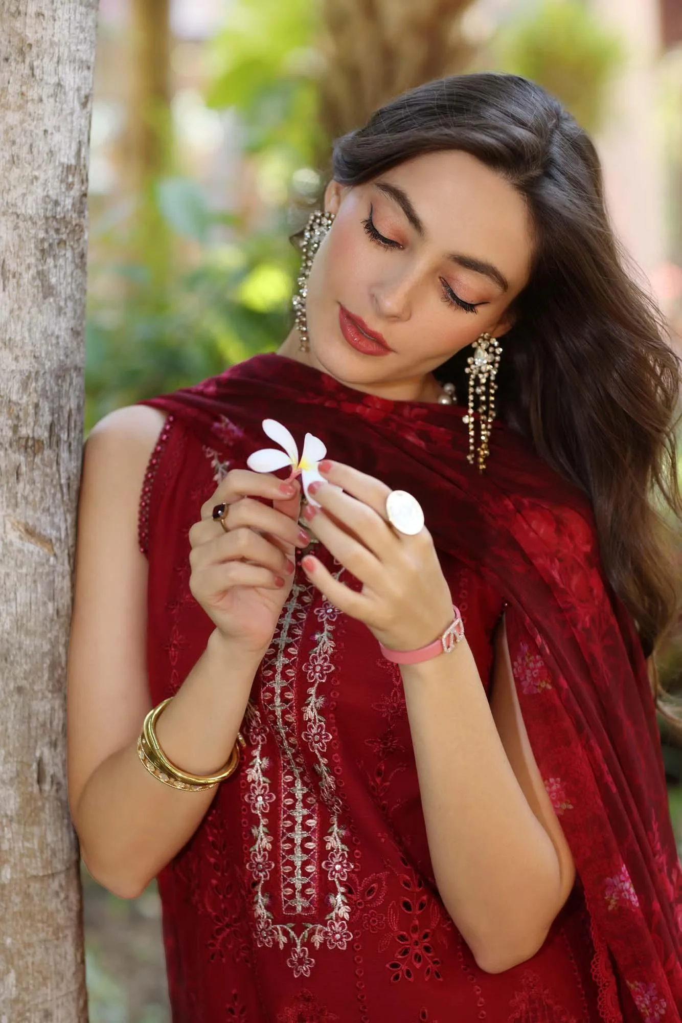 Noor by Saadia Asad Eid Luxury Laserkari 25 Red Chiffon – view 4 – Poshaq