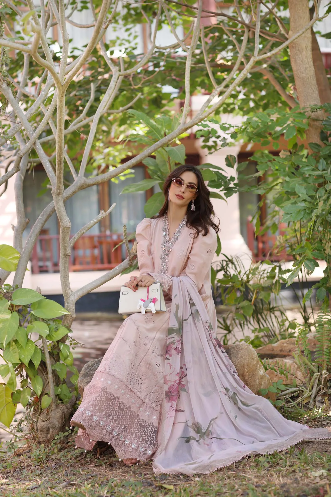 Noor by Saadia Asad Eid Luxury Laserkari 25 Taupe Chiffon – view 5 – Poshaq